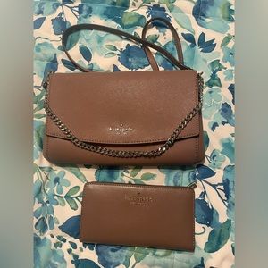Kate spade brown clutch crossbody with matching wallet